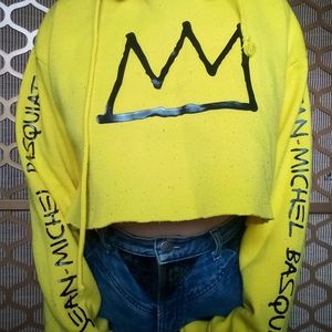 Jean Michel Basquiat Cropped Hoodie